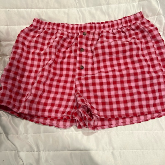 Altar'd State Other - Altar'd State Red and Pink Plaid Pajama Shorts
